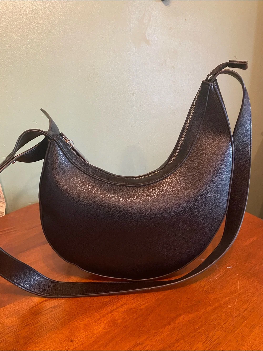 BCBGMaxAzria Black Crescent Leather Shoulder Bag